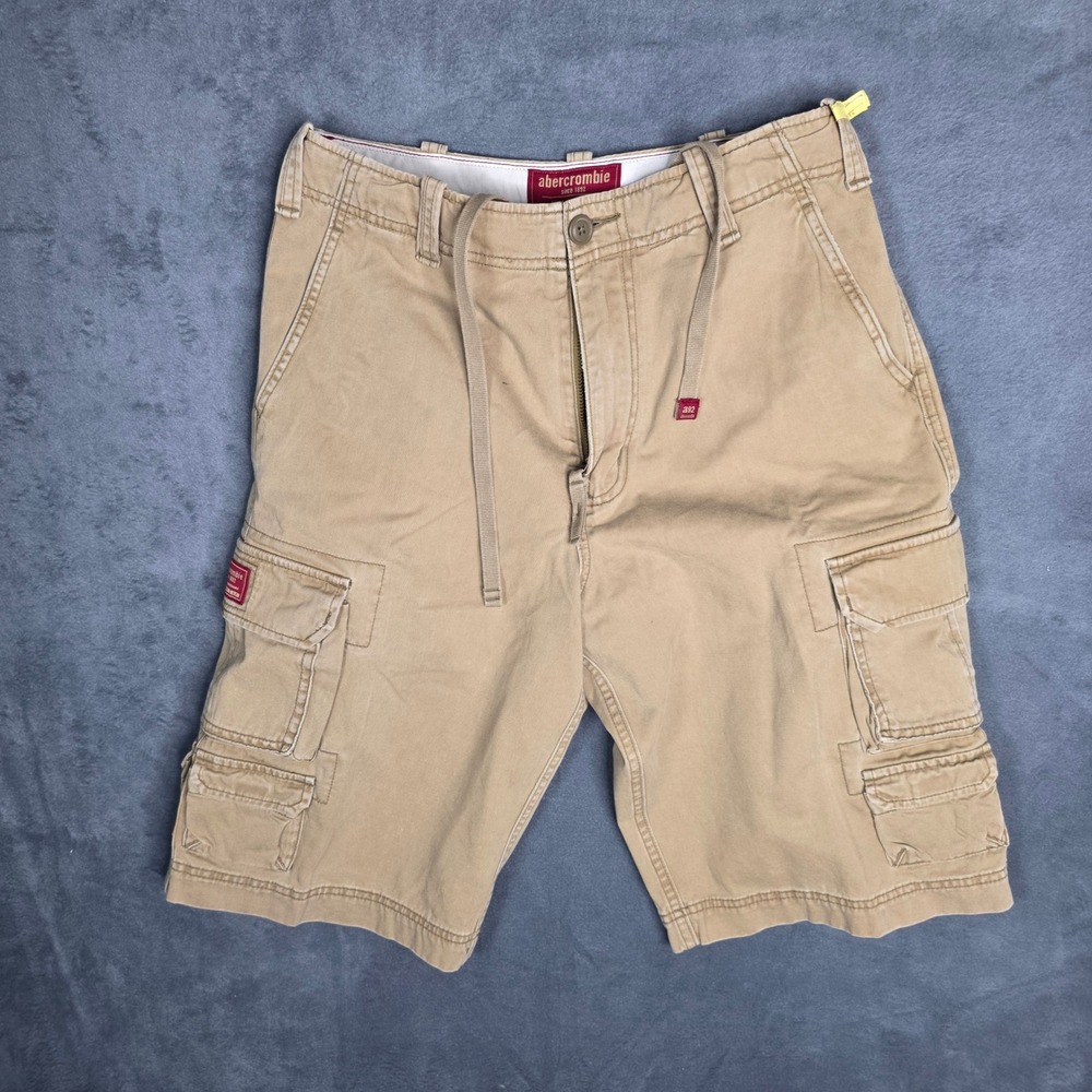Abercrombie Kids Khaki Cargo Shorts Tan Cotton Drawstring Size 14